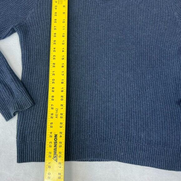 Nordstrom Sweater M Blue Men Shop Waffle Knit Shawl Neck Cashmere Blend Pullover - Picture 3 of 8